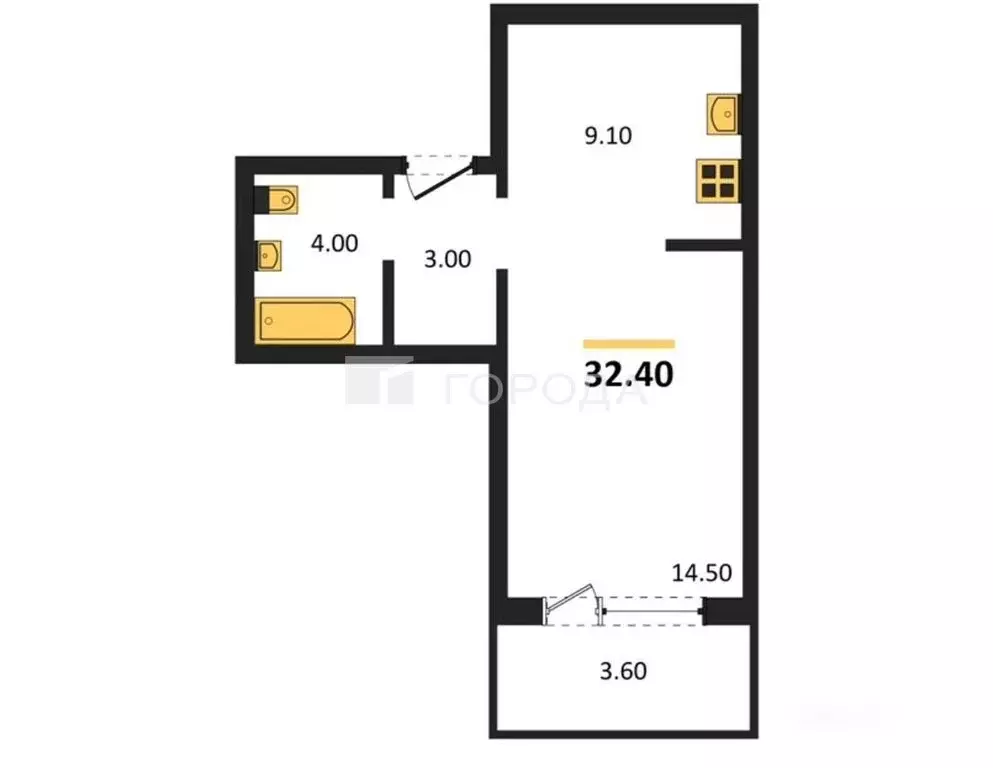 Квартира-студия: Новосибирск, Рельефная улица, 106/2 (32.5 м) - Фото 0