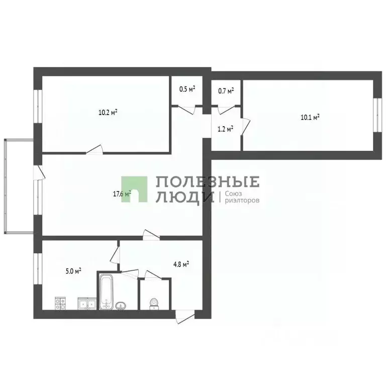 3-к кв. Севастополь просп. Юрия Гагарина, 32 (53.6 м) - Фото 2