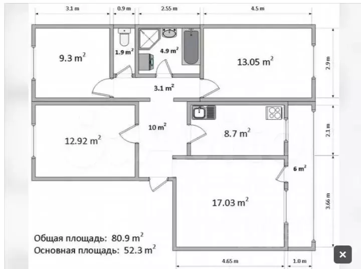 4-к кв. Нижегородская область, Бор 2-й мкр, 28 (77.4 м) - Фото 0