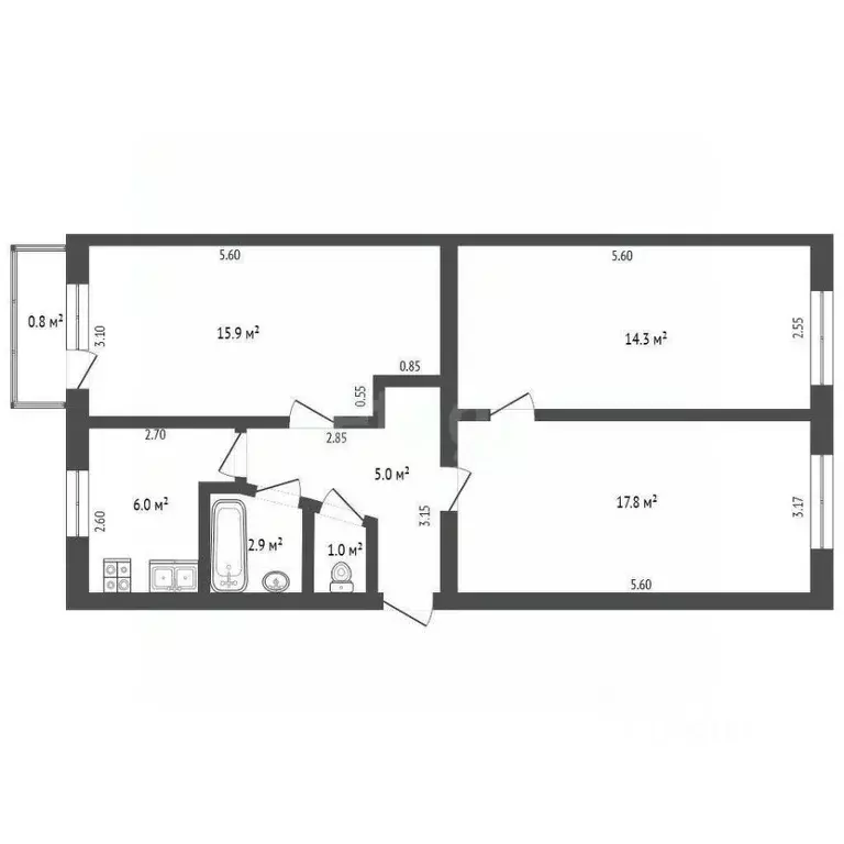 3-к кв. Башкортостан, Стерлитамак просп. Октября, 27 (62.9 м) - Фото 1