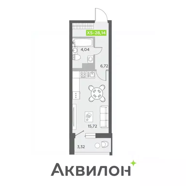 Студия Санкт-Петербург бул. Александра Грина, 4 (28.2 м) - Фото 0