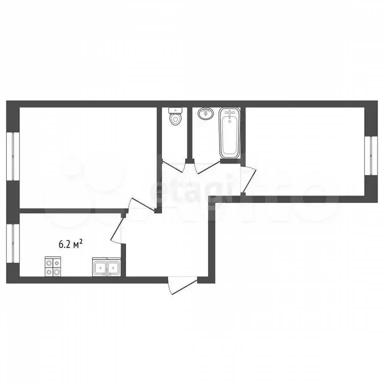 2-к. квартира, 43,2 м, 5/5 эт. - Фото 0