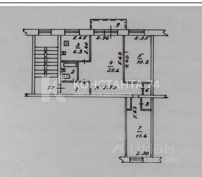 3-к кв. Челябинская область, Челябинск ул. 60-летия Октября, 14 (56.7 ... - Фото 2