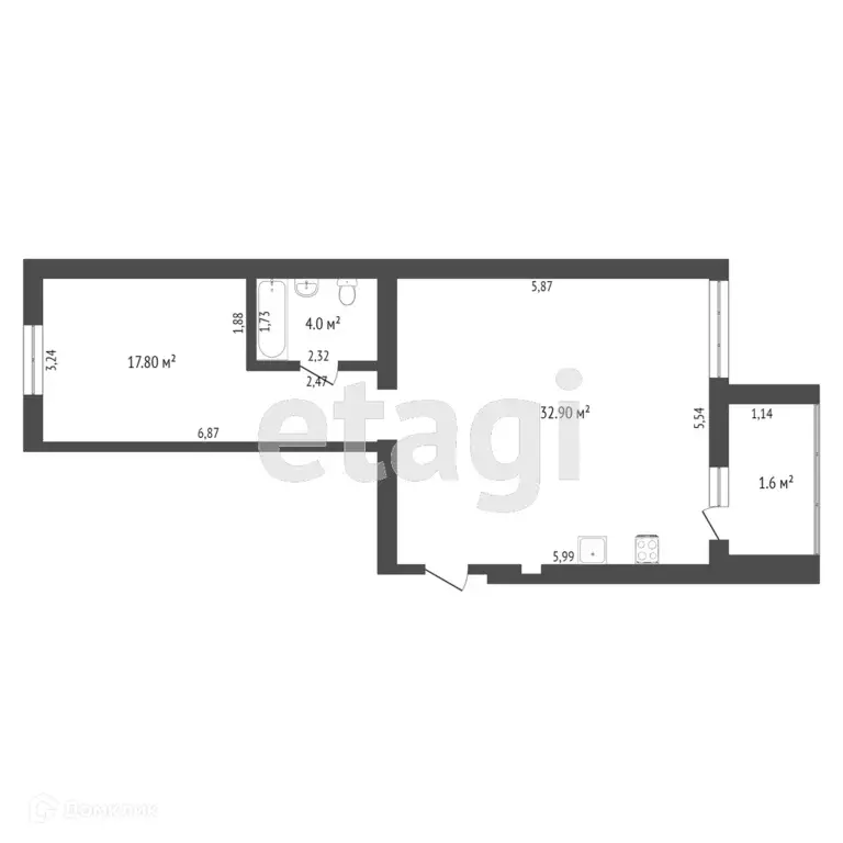 Продаётся 2-к квартира, 54.6 м - Фото 0