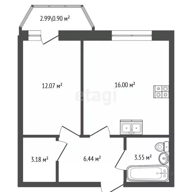 1-к кв. Санкт-Петербург ул. Плесецкая, 2 (42.1 м) - Фото 2