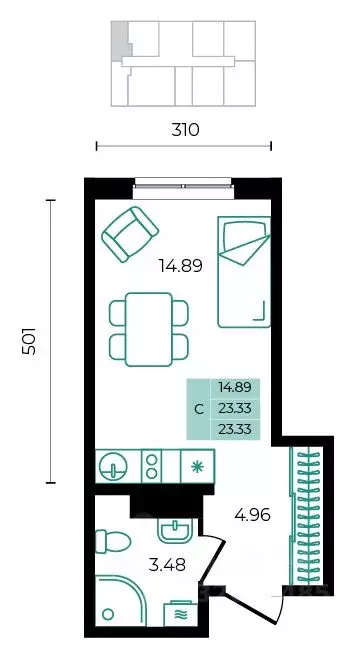 Студия Адыгея, Майкопский район, пос. Тульский  (23.33 м) - Фото 1