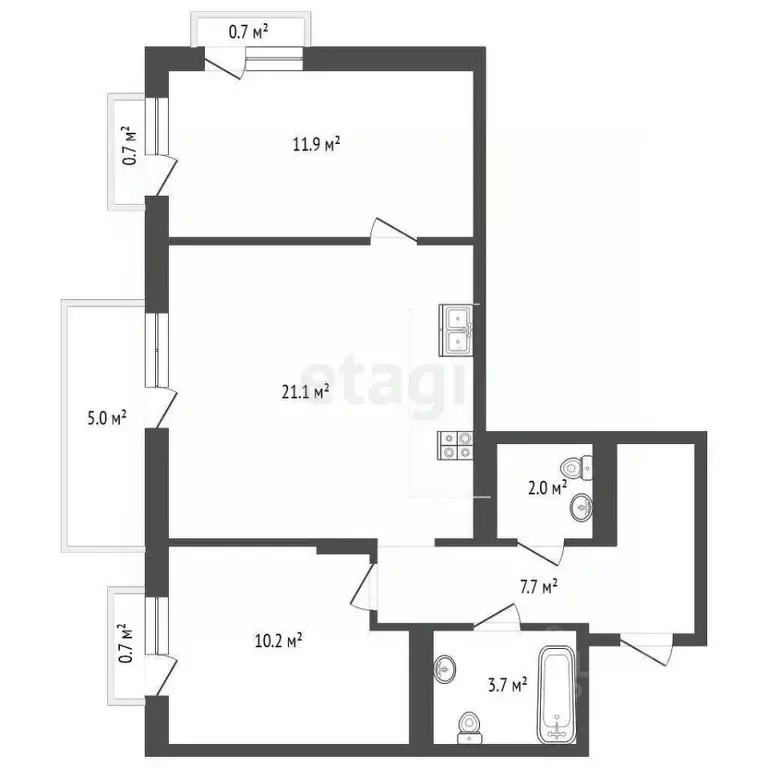 2-к кв. Тюменская область, Тюменский район, д. Дударева ул. Сергея ... - Фото 2