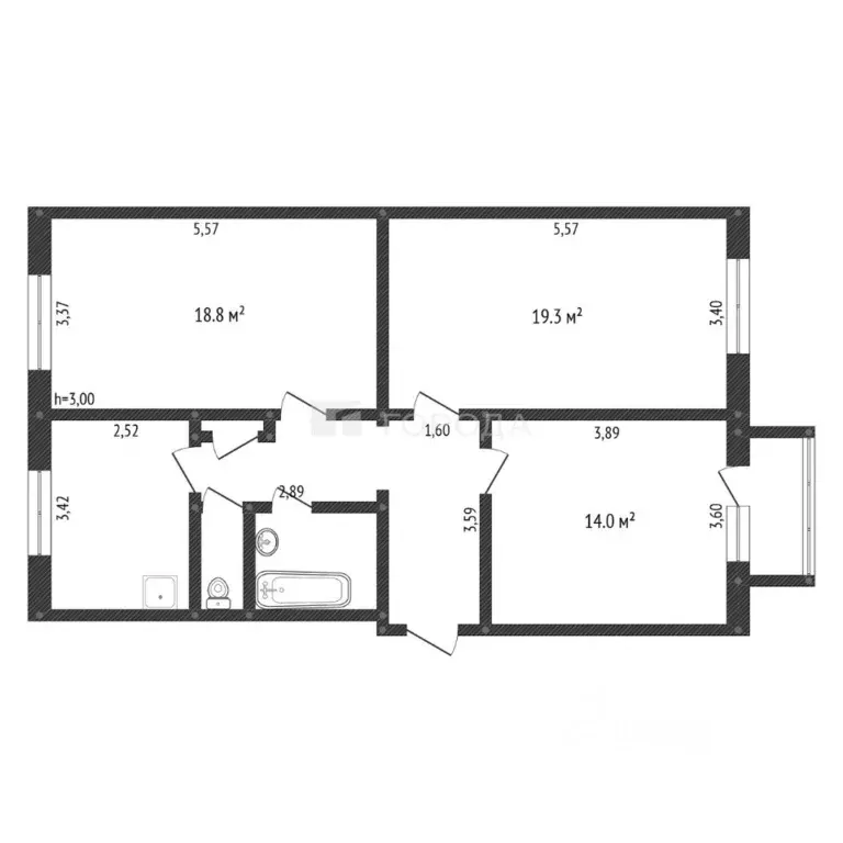 3-к кв. Кемеровская область, Новокузнецк ул. Ленина, 71 (75.9 м) - Фото 2