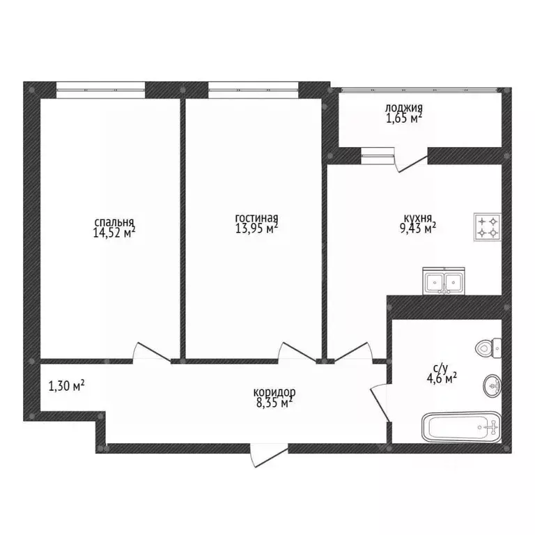 2-к кв. Башкортостан, Уфа ул. Кирова, 130 (52.4 м) - Фото 2
