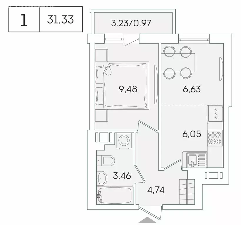 1-комнатная квартира: Мурино, Графская улица, 6к4 (30.5 м) - Фото 0