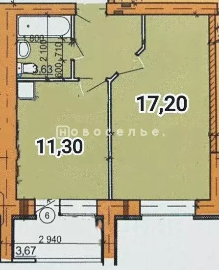 1-к кв. Рязанская область, Рыбное Березовая ул., 7 (40.3 м) - Фото 1