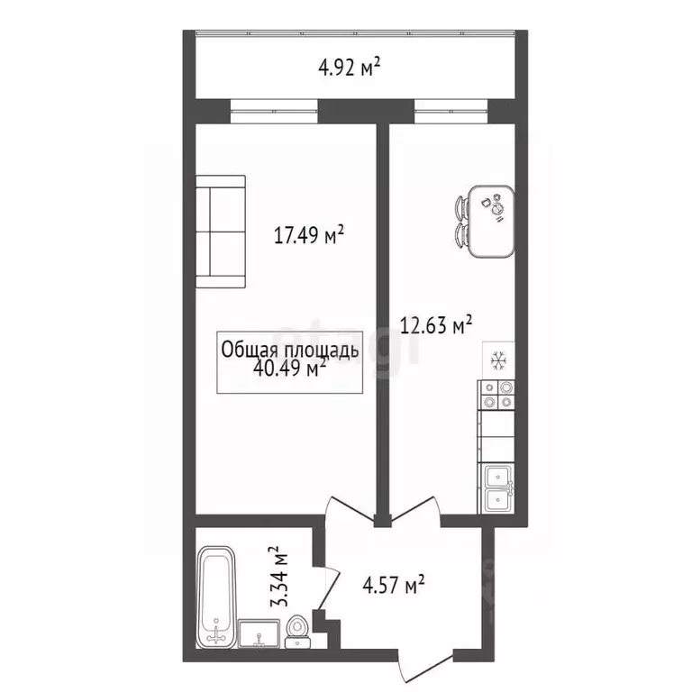 1-к кв. Новосибирская область, Новосибирск ул. Есенина, 12/1 (40.5 м) - Фото 1