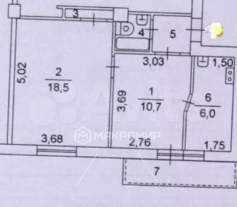 2-к. квартира, 40,1 м, 4/4 эт. - Фото 0