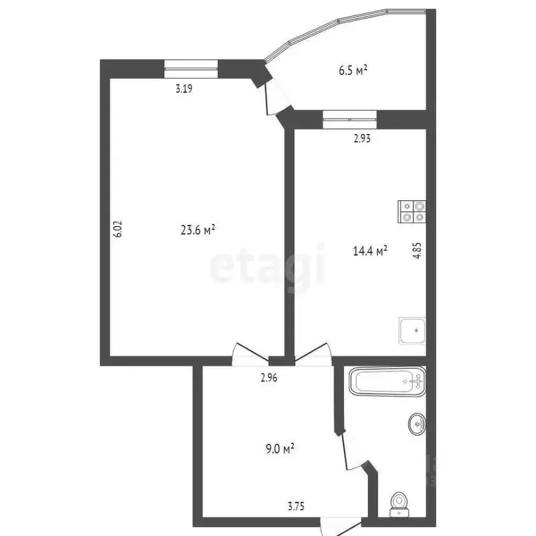 1-к кв. тюменская область, тюмень ул. карла маркса, 12к1 (51.2 м) - Фото 1