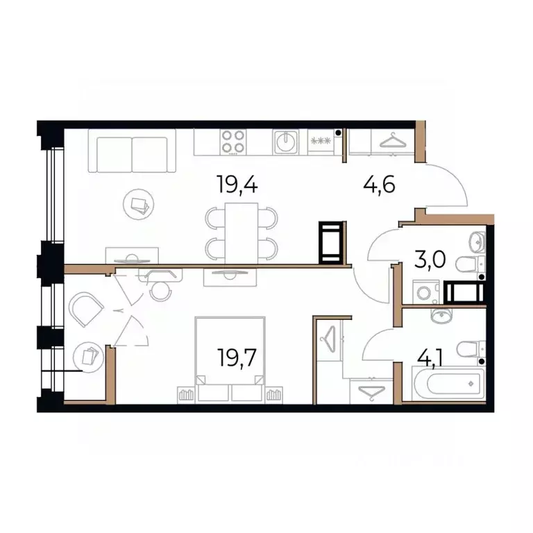 1-к кв. Вологодская область, Череповец Рыбинская ул., 69 (52.2 м) - Фото 1