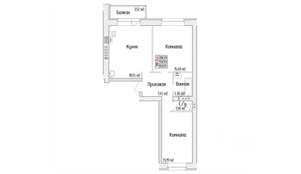 2-к кв. Ярославская область, Ярославский муниципальный округ, пос. ... - Фото 1