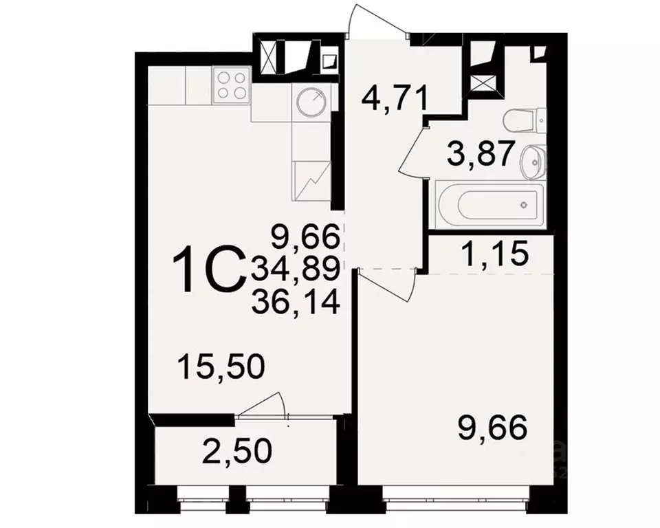 1-к кв. Рязанская область, Рязань ул. Чкалова (34.89 м) - Фото 0