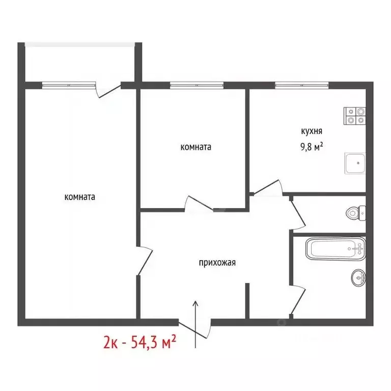 2-к кв. Свердловская область, Екатеринбург ул. Расточная, 15к6 (54.3 ... - Фото 2