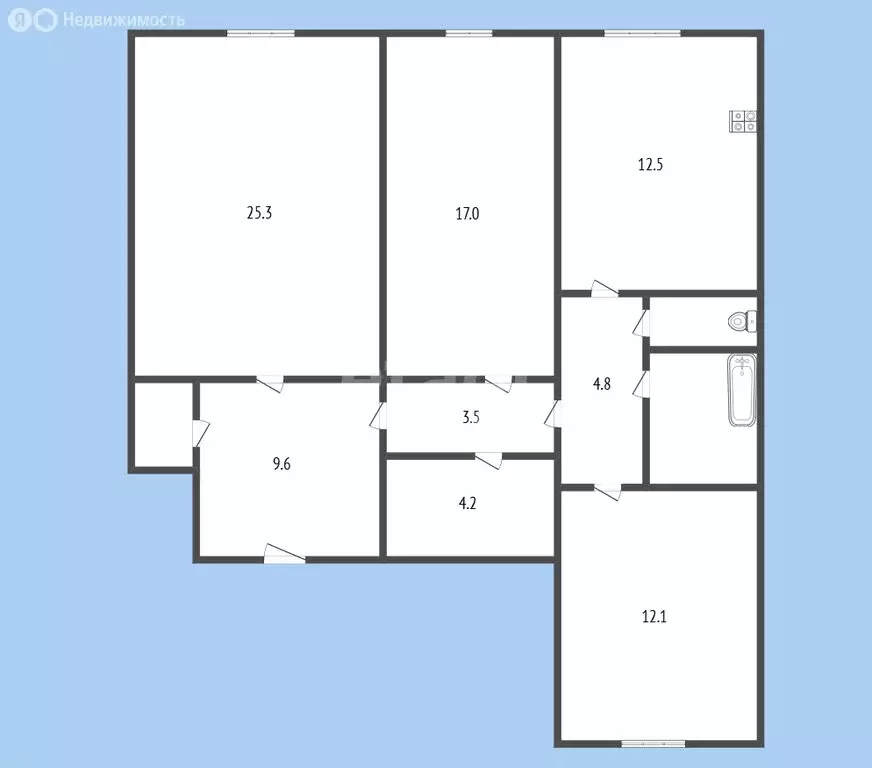3-комнатная квартира: Черкесск, Первомайская улица, 32 (95 м) - Фото 1
