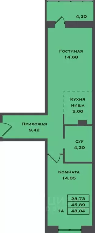 1-к кв. Ханты-Мансийский АО, Сургут Игоря Киртбая ул., 1А (48.04 м) - Фото 0