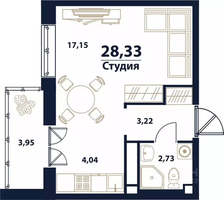 1-к кв. Ульяновская область, Ульяновск Новый Город мкр, 17-й кв-л, ... - Фото 1