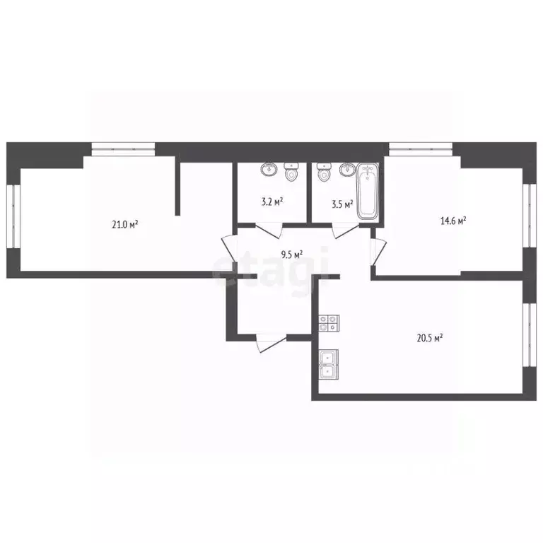 2-к кв. Москва Лобненская ул., 13к3 (72.28 м) - Фото 1