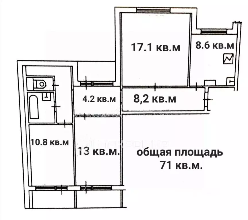 3-к кв. Москва Ратная ул., 16К2 (71.1 м) - Фото 2