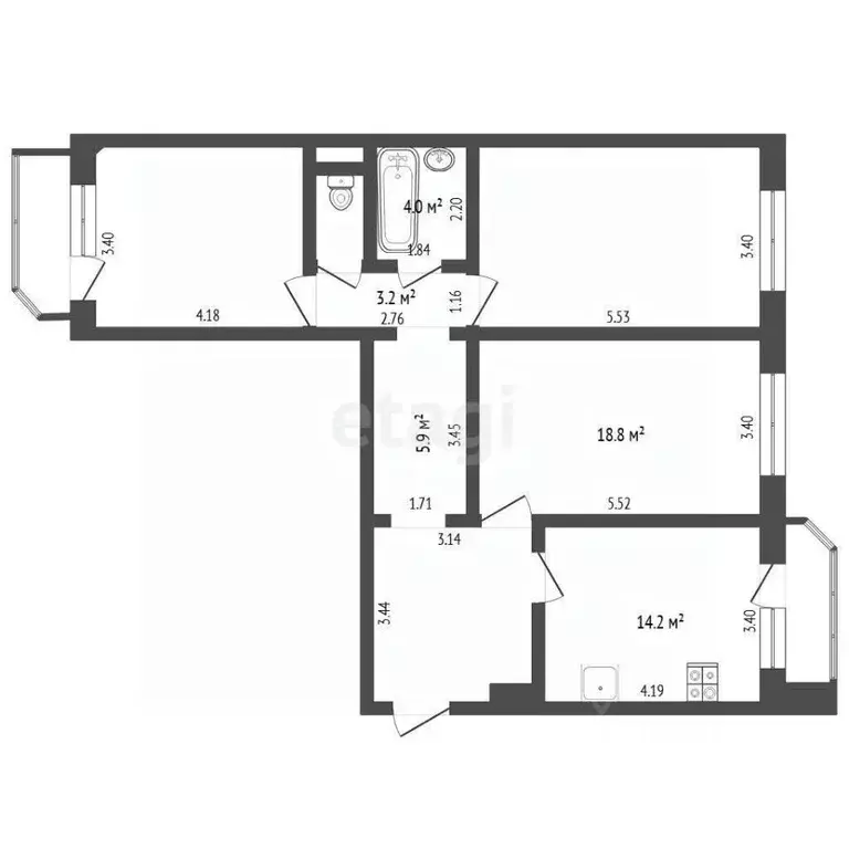 3-к кв. Тюменская область, Тюмень ул. Валентины Трофимовой, 12 (86.8 ... - Фото 1