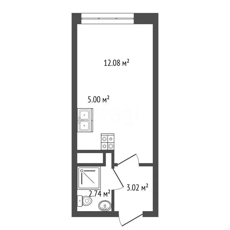 Квартира-студия: Санкт-Петербург, набережная Миклухо-Маклая, 3к1 (22.8 ... - Фото 1