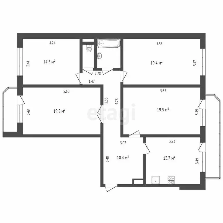 4-комнатная квартира: Тюмень, Народная улица, 10 (110.4 м) - Фото 1