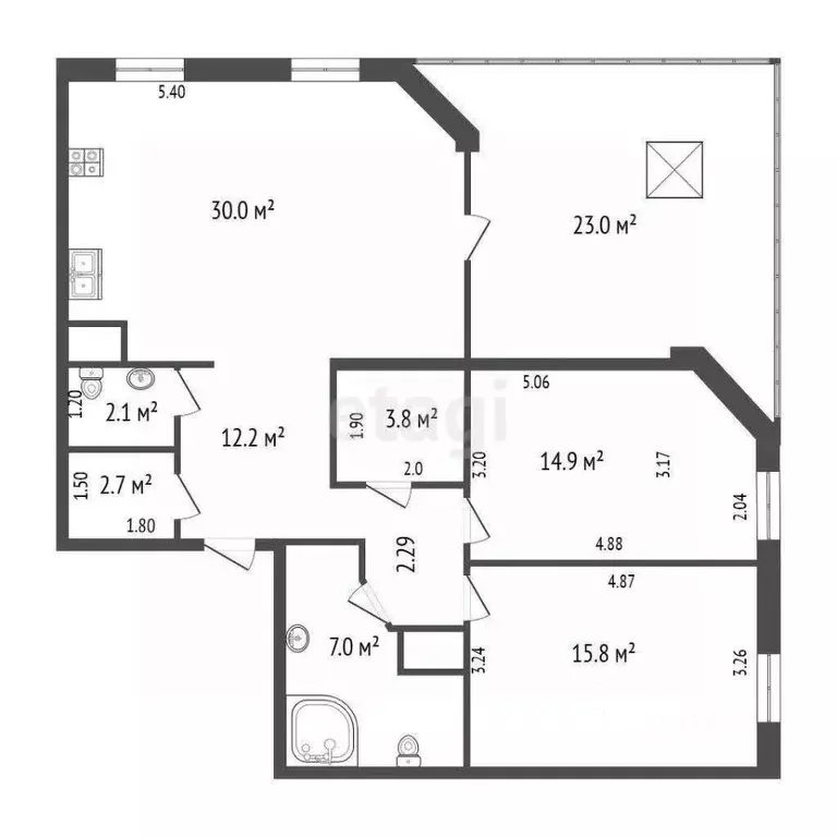 3-к кв. Санкт-Петербург ул. Типанова, 27/39 (111.5 м) - Фото 1