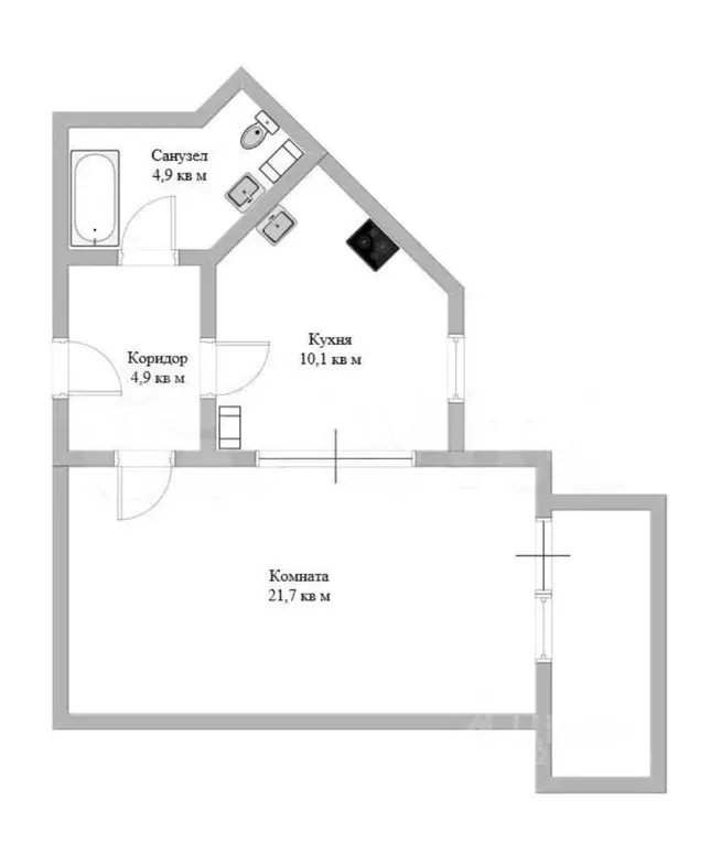 1-к кв. Ленинградская область, Тельмана Тосненский район, ул. ... - Фото 2