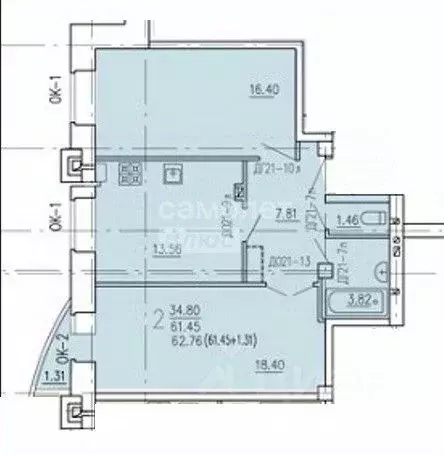 2-к кв. Курская область, Курск ул. Перекальского, 11 (60.8 м) - Фото 2