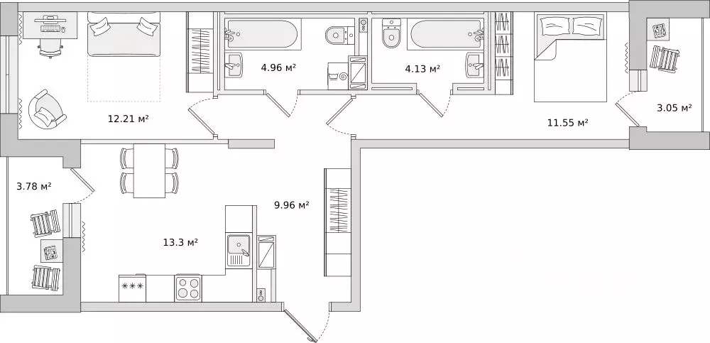 2-к кв. Санкт-Петербург Белоостровская ул., 10к3 (56.3 м) - Фото 1