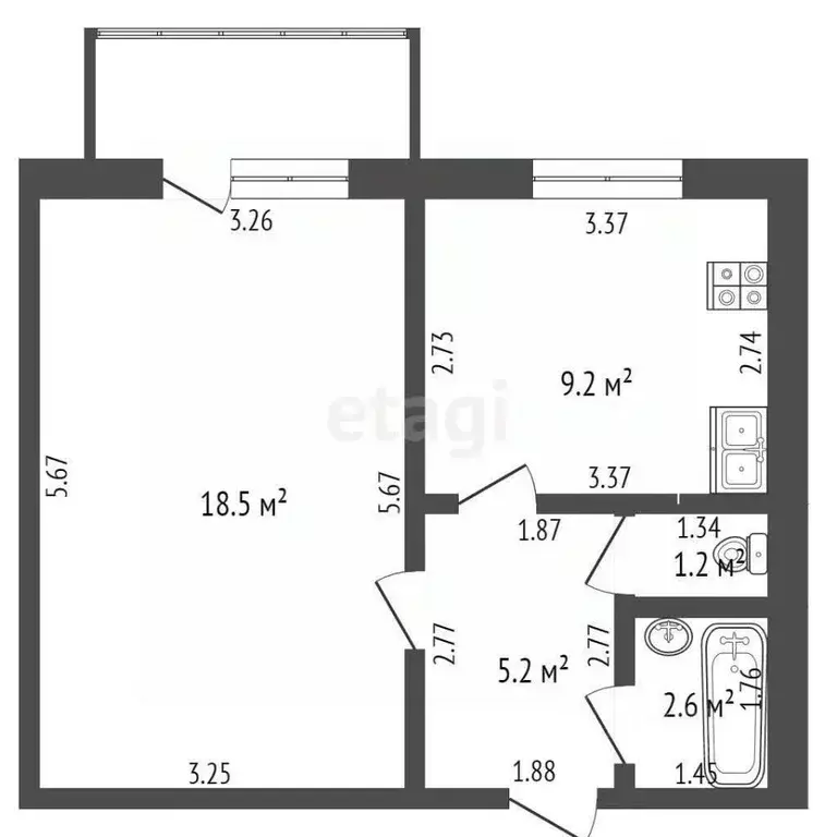 1-к кв. Мордовия, Саранск Большевистская ул., 111В (40.0 м) - Фото 1