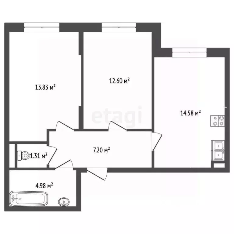 2-к кв. Москва Рязановское поселение, ул. Логинова, 7к2 (54.3 м) - Фото 1
