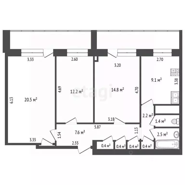3-к кв. Московская область, Подольск Красная ул., 9/48 (77.4 м) - Фото 2