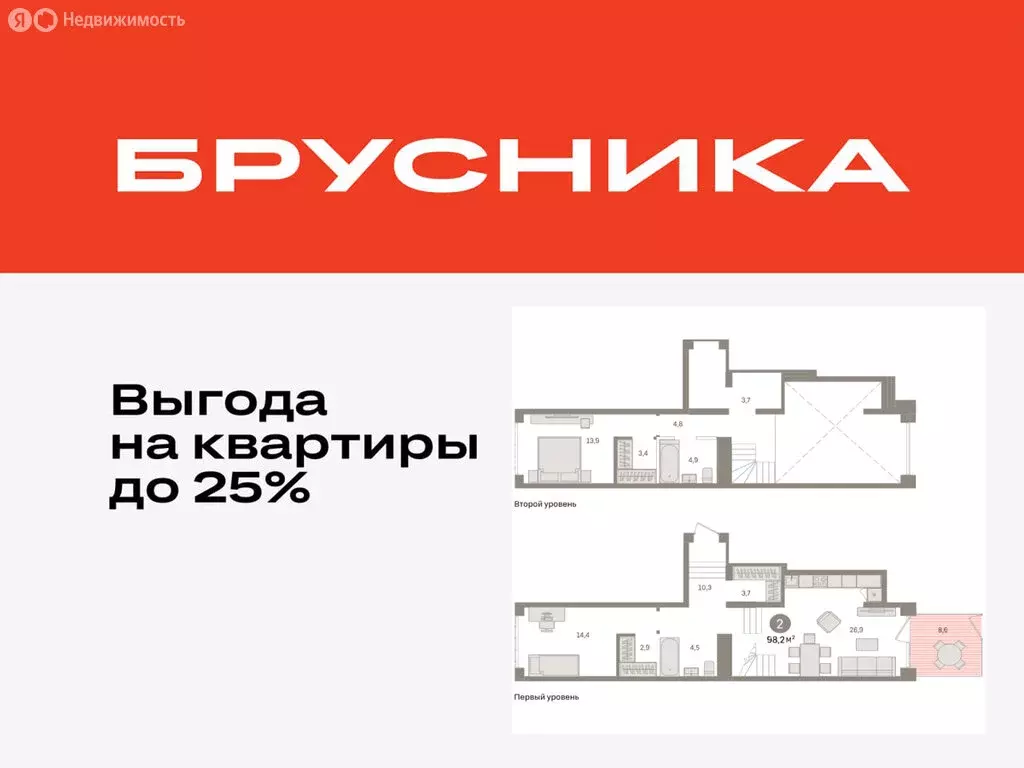 2-комнатная квартира: Тюмень, ЖК Дом у Озера (98.2 м) - Фото 0