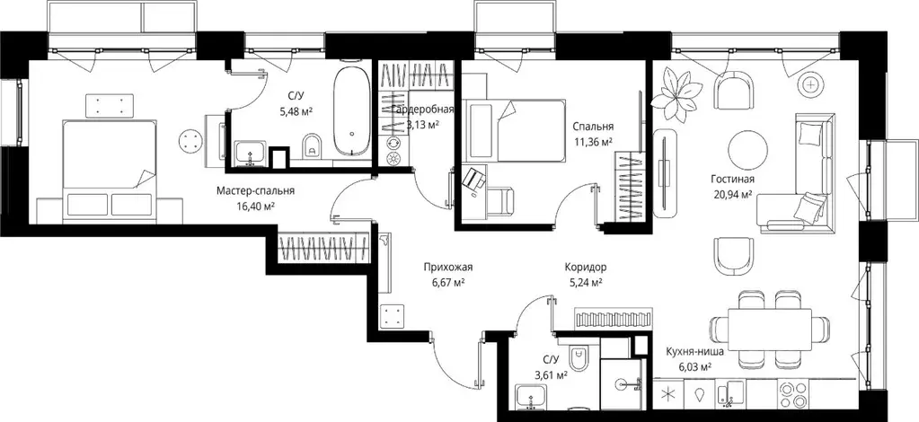2-к кв. Московская область, Одинцовский городской округ, д. Ликино, ЖК ... - Фото 2