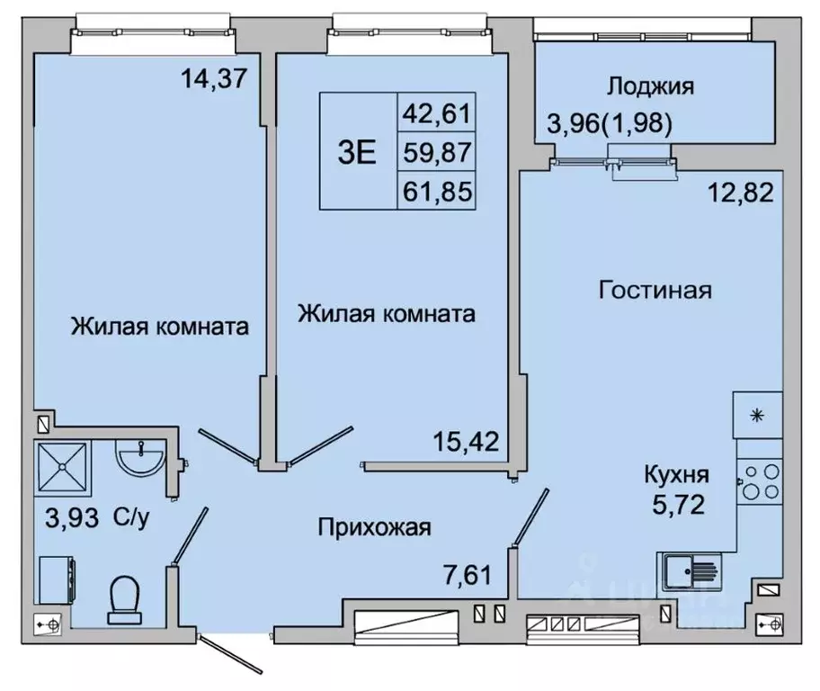 3-к кв. Ростовская область, Батайск ул. Булгакова, 11 (61.85 м) - Фото 0