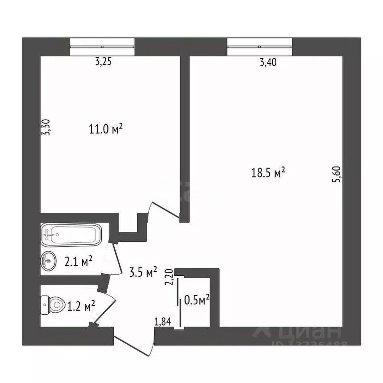 1-к кв. Амурская область, Благовещенск ул. Ломоносова, 261 (37.0 м) - Фото 2