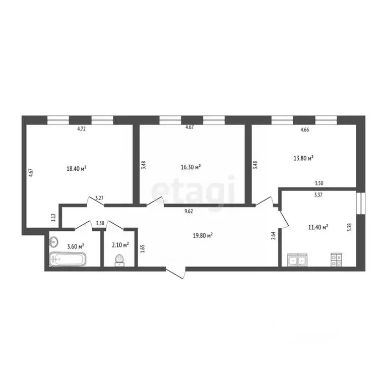 3-к кв. Тюменская область, Тюмень ул. Республики, 204к13 (85.4 м) - Фото 2