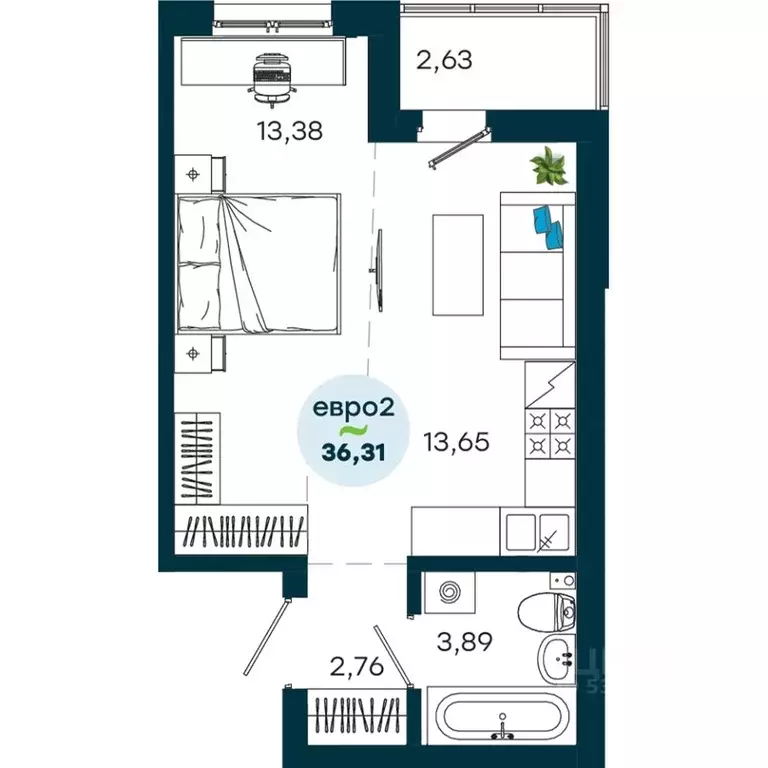 1-к кв. Иркутская область, Иркутск ул. Безбокова, 7А (36.31 м) - Фото 1