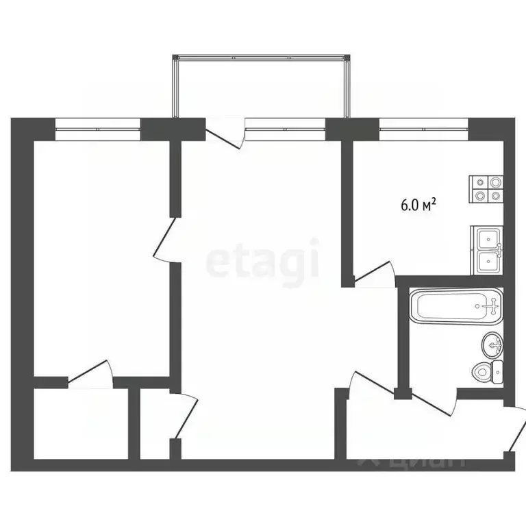 2-к кв. Нижегородская область, Балахна ул. Дзержинского, 34 (44.9 м) - Фото 1