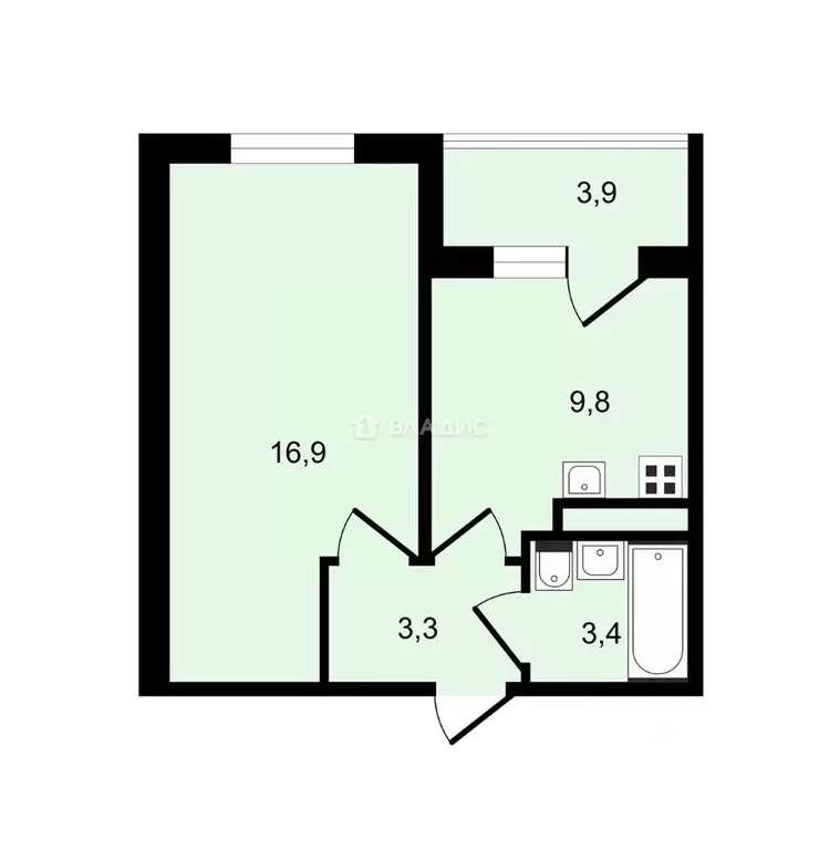 1-к кв. Санкт-Петербург ул. Меридианная, 6к1 (33.4 м) - Фото 1