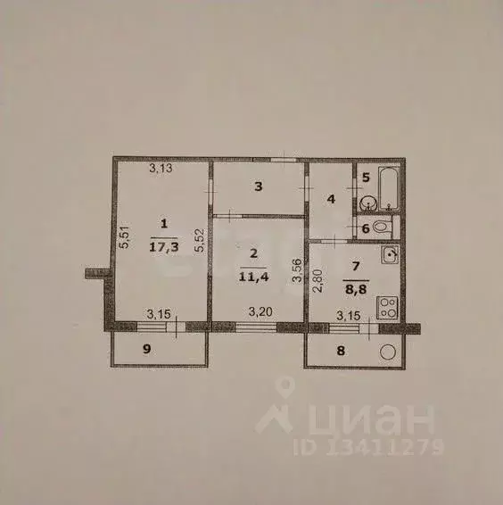2-к кв. Белгородская область, Белгород ул. Есенина, 42 (54.0 м) - Фото 1