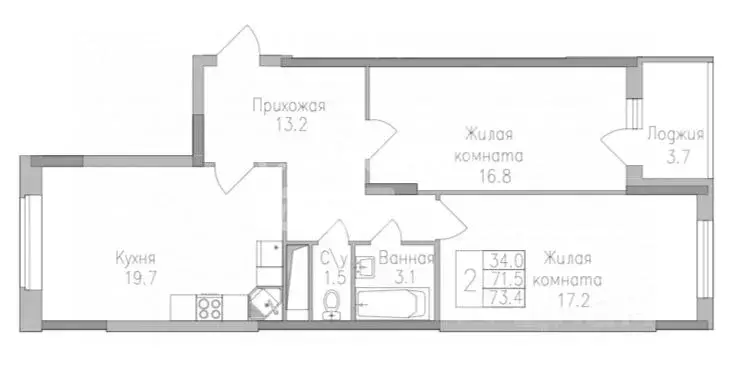 3-к кв. Липецкая область, Липецк ул. Тельмана, 120 (73.4 м) - Фото 2