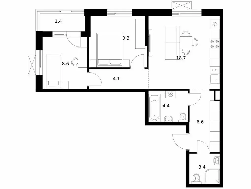 2-комнатная квартира: Южно-Сахалинск, жилой комплекс Уюн Парк (57.5 м) - Фото 1