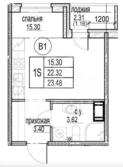 Квартира-студия, 23,4 м, 9/12 эт. - Фото 0