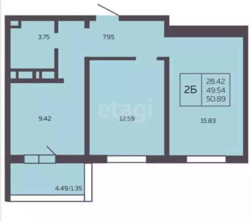 2-к кв. Татарстан, Казань ул. Рашида Нежметдинова, 11к3 (49.2 м) - Фото 2